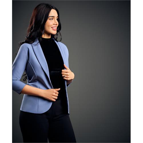 3/4 Sleeve Light Blue Office Blazer