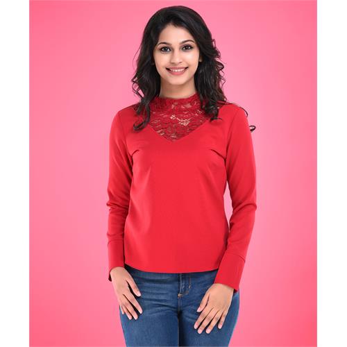 Alexa Lace Detail Red Top