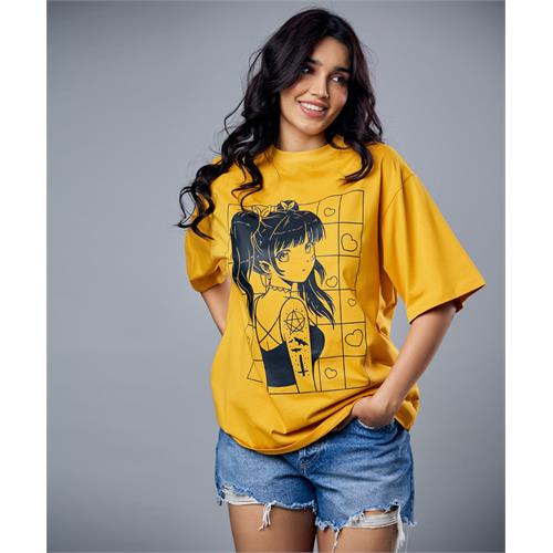 Anime Girl Printed Oversized Tshirt