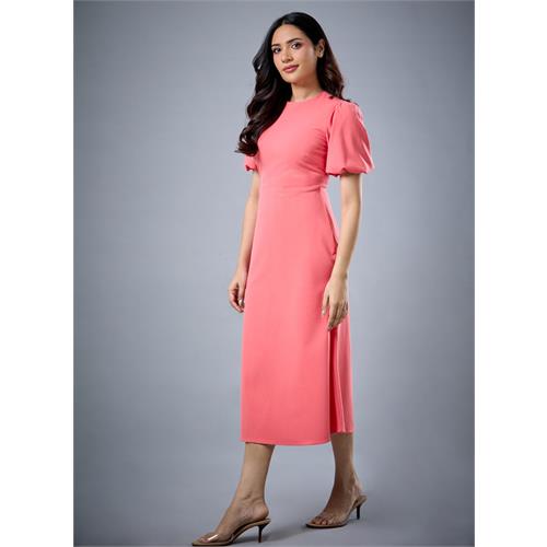 Balloon Sleeve Aline Formal Orange Dress