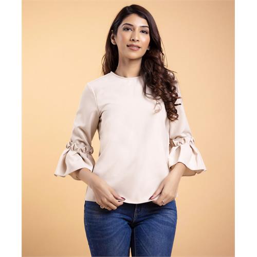 Beige Bell Sleeve Top