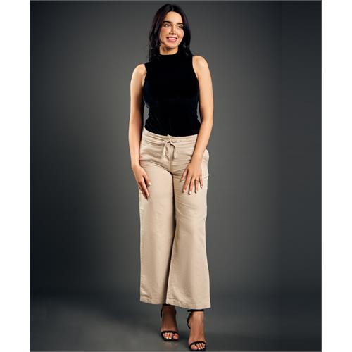 Beige Comfortable Linen Pant