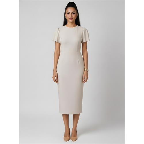 Beige Sleeve Detail Bodycon Formal Dress