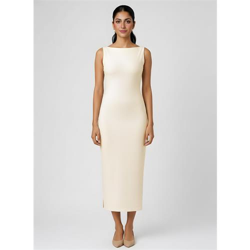 Beige Sleeveless High Neck Bodycon Dress