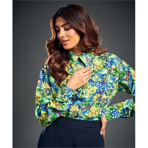 Bold Printed Longe Sleeve Green Shirt