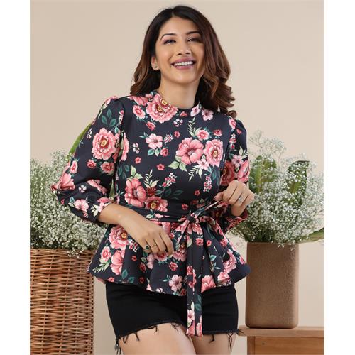 Bold Printed Peplum Top