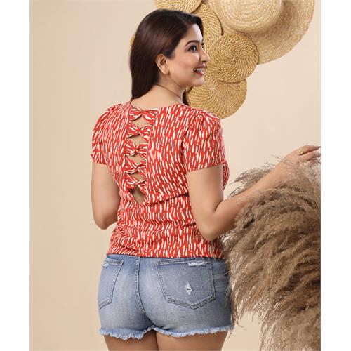 Brick Red Back Bow Top