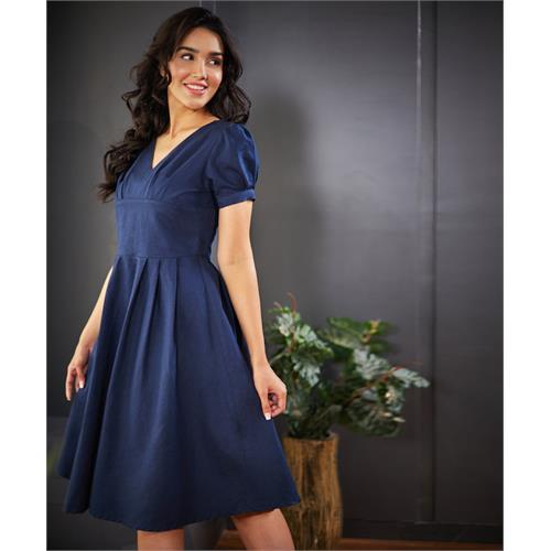 Bustier Detailed Front Panel Linen Dress