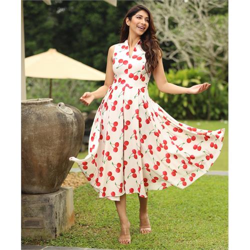 Cherry Printed Elegant Dress