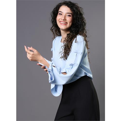 Chiffon Bow Light Blue Top