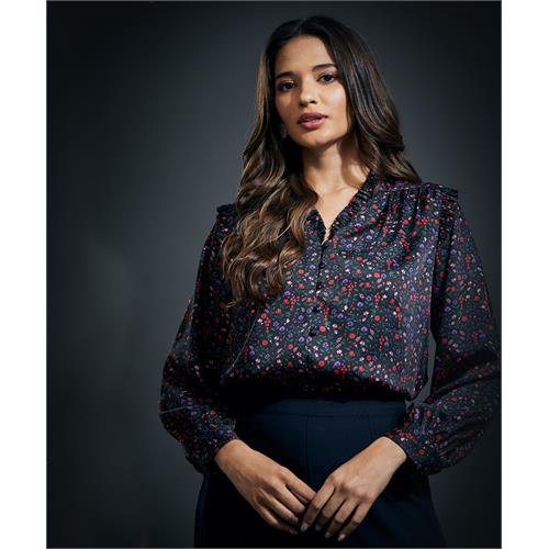 Chiffon Printed Vneck Shirt Top