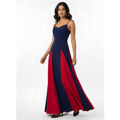 Contrast Panel Deep Sweetheart Blue Dress