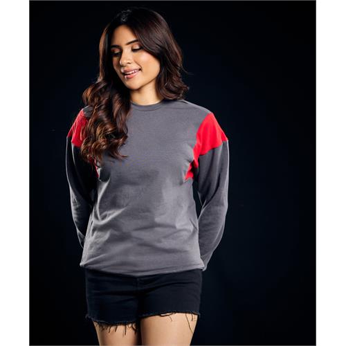 Crew Neck Long Sleeve Panel Tshirt