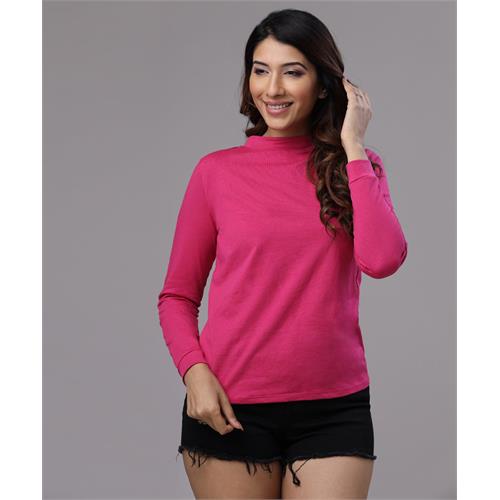 Crew Neck Long Sleeve Pink Tee