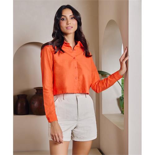 Crop Linen Basic Shirt