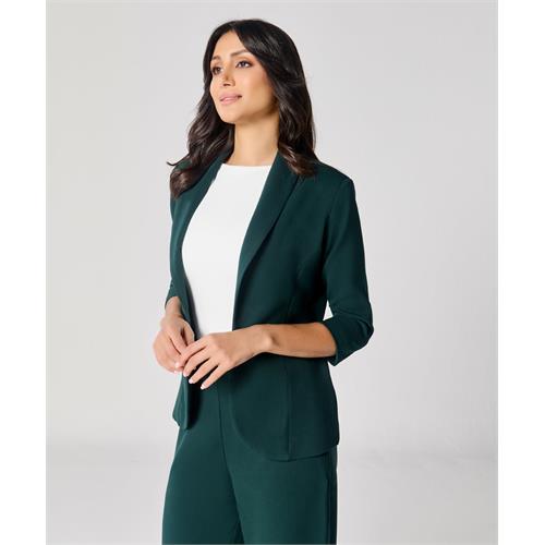 Curved Label Collared Classic Jacket- Green