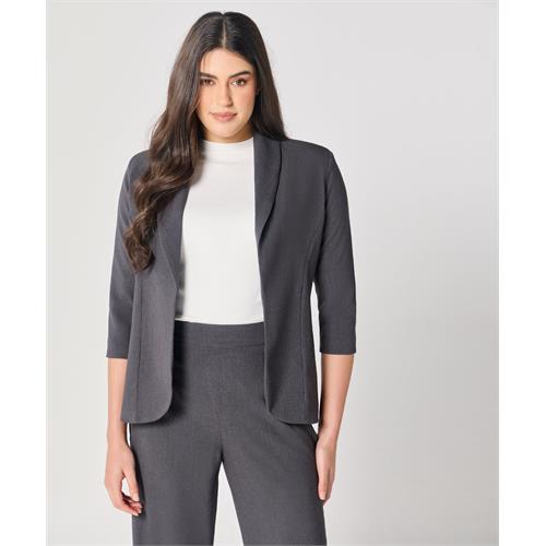 Curved Label Collared Classic Jacket- Grey