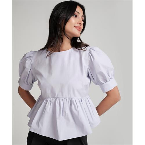 Detailed Line Peplum Lavender Top