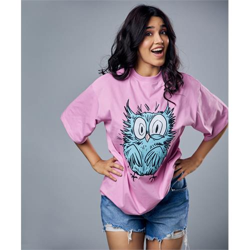 Electric Owl Printed Oversized Tshirt