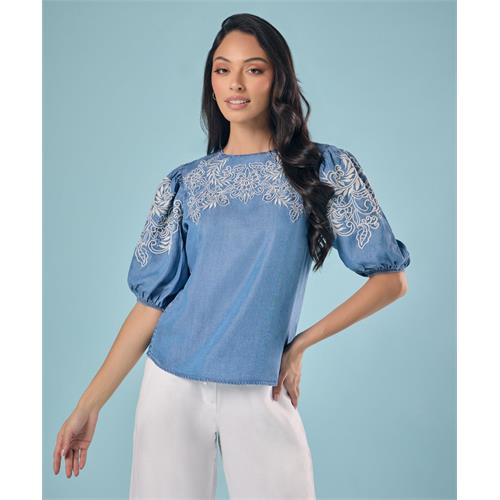 Embroidery And Cut Work Tencel Top