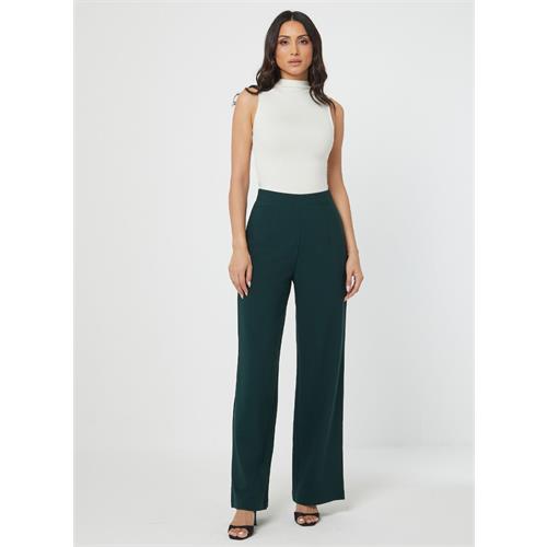 Flared Formal High Waist Green Pant