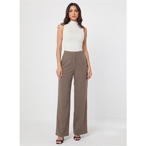 Flared Formal High Waist Pant- Dark Beige