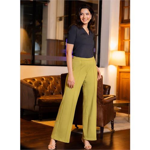 Flared Ponte Trouser - Green