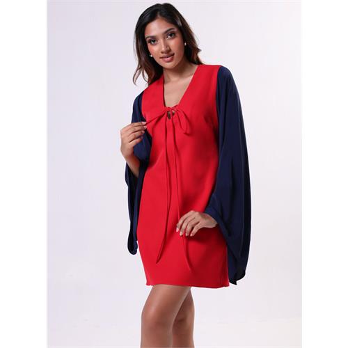 Flared Sleeve Mini Red Dress