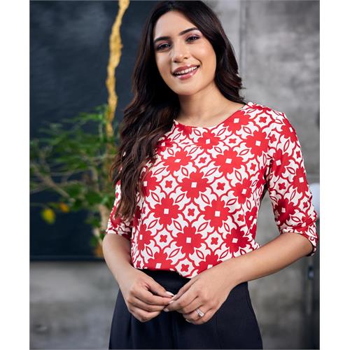 Half Sleeve Printed Chiffon Top