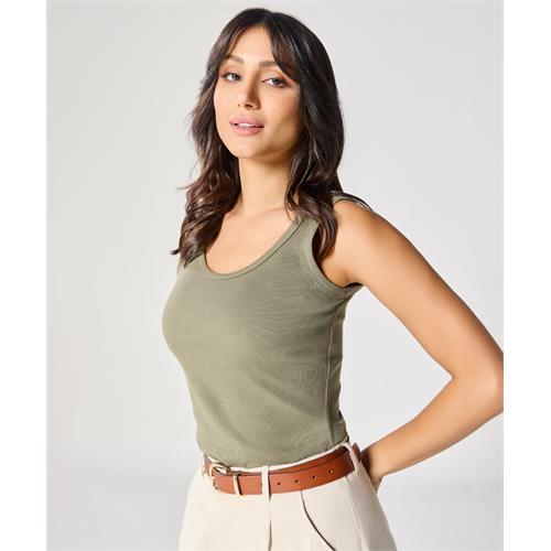 Khaki Green Rib Cami Top