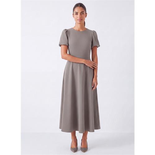 Khaki Green Round Neck Sleeve Dress