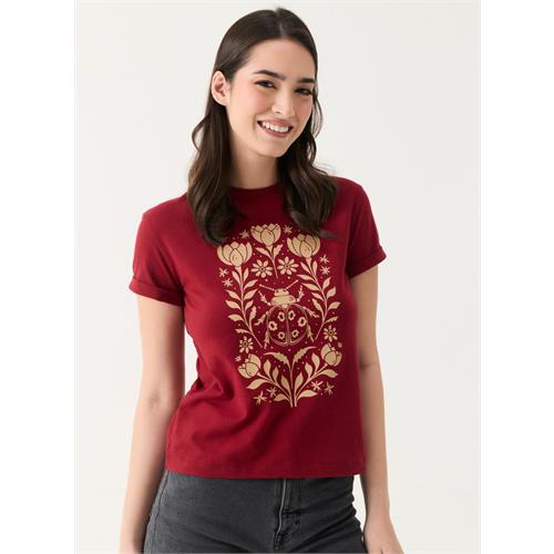Ladybug Printed Maroon Crew-Neck T-shirt