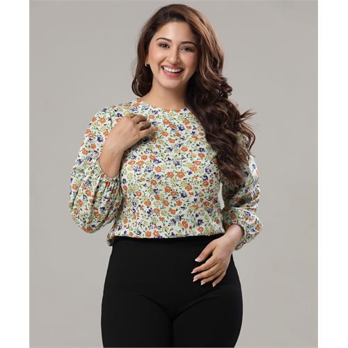 Lantern Sleeve Floral Print Top