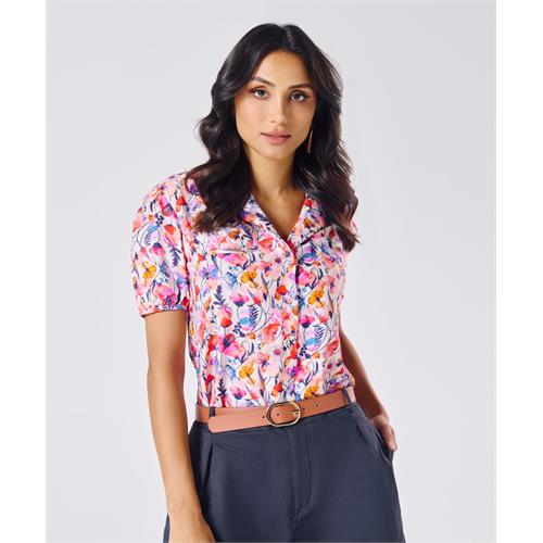Lapel Collar Short Sleeve Printed Shirt