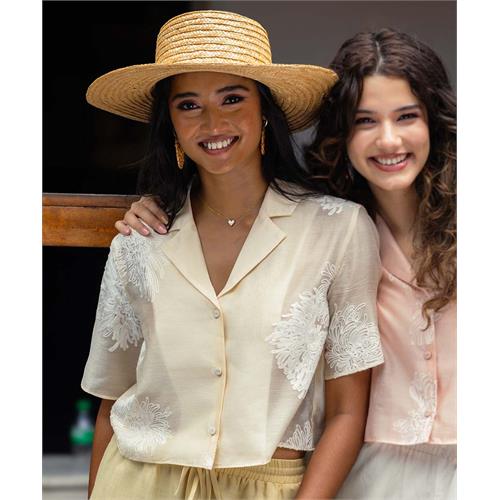 Lapel Detailed Embroidered Top