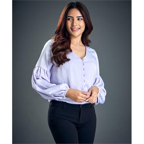 Lavender Chiffon Long Sleeve Top