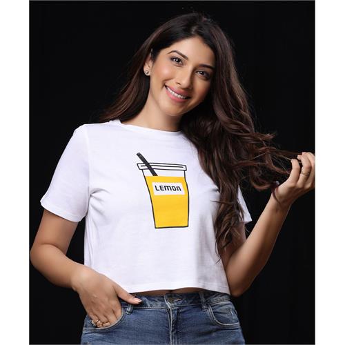 Lemon Drink With-A-Straw Crop T-shirt