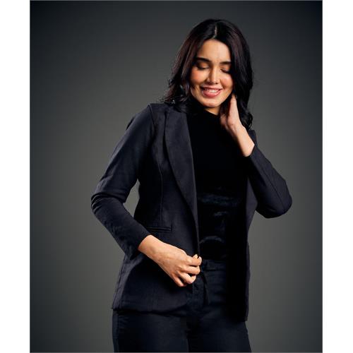 Linen Basic Formal Black Jacket