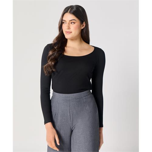 Long Sleeve Black Rib Top