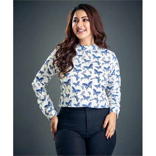 Long Sleeve Butterfly Print Top