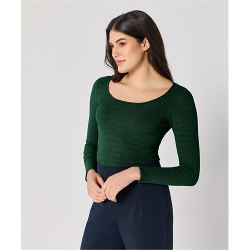 Long Sleeve Dark Green Rib Top