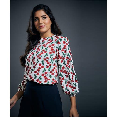 Long sleeve elasticated round neck top
