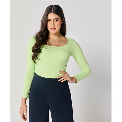 Long Sleeve Electric Green Rib Top