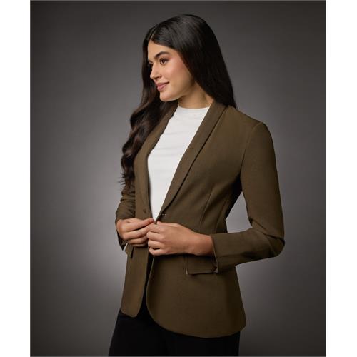 Long Sleeve Formal Blazer With Pockets-Brown