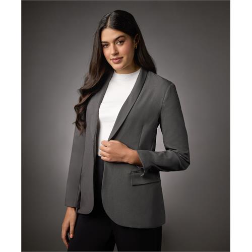 Long Sleeve Formal Blazer With Pockets- Dark Grey