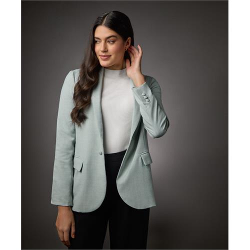 Long Sleeve Formal Blazer With Pockets -Light Blue