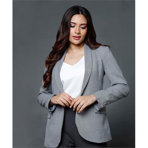 Long Sleeve Formal Blazer With Pockets-Light Grey