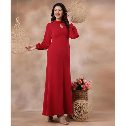 Long Sleeve High Neck Maxi Dress