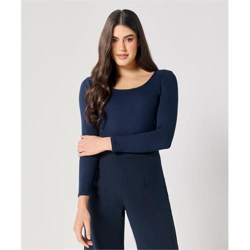 Long Sleeve Navy Blue Rib Top