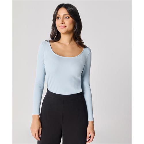 Long Sleeve Pale Blue Rib Top